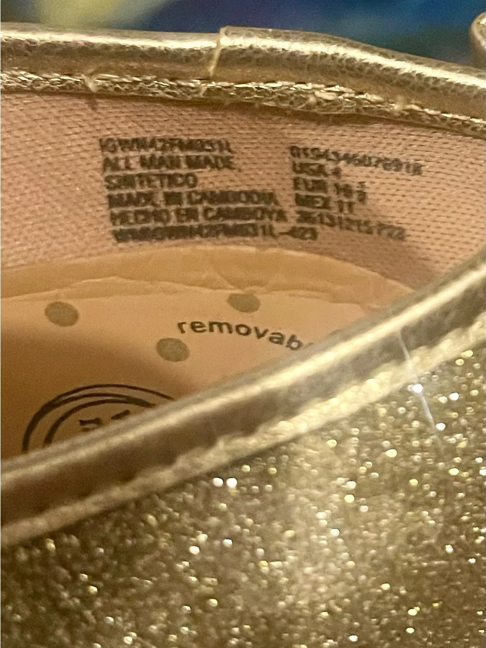 wonder nation Gold Glitter Mary Jane Flats with Bow Toddler Size 4